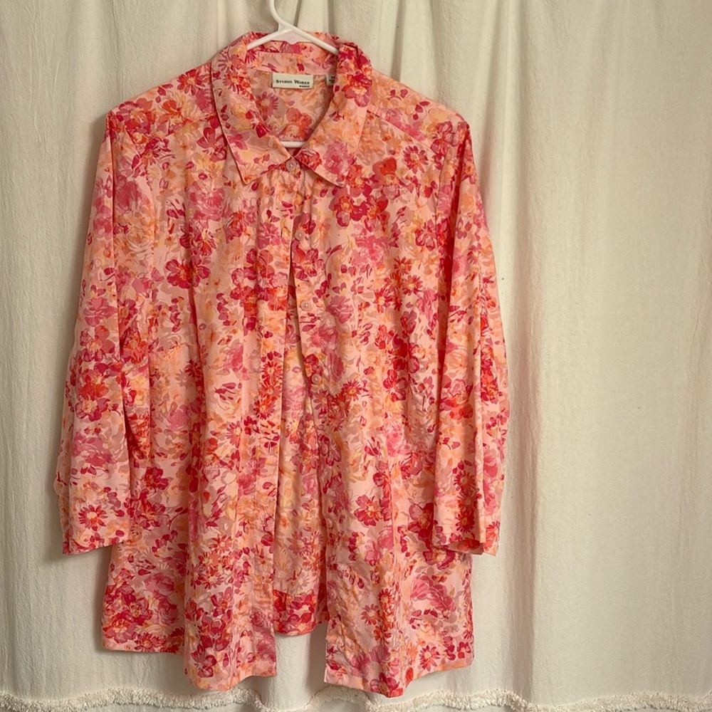 Pink flower 3/4 sleeve ladies top - Buy One Get One Free